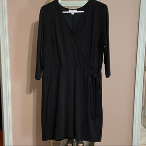 LOFT outlet black mini faux wrap dress NWOT